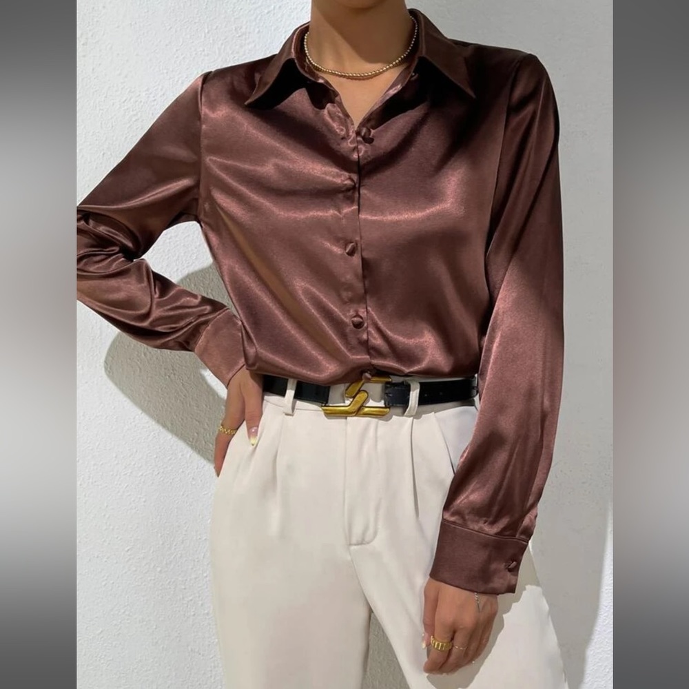 Satin button up
